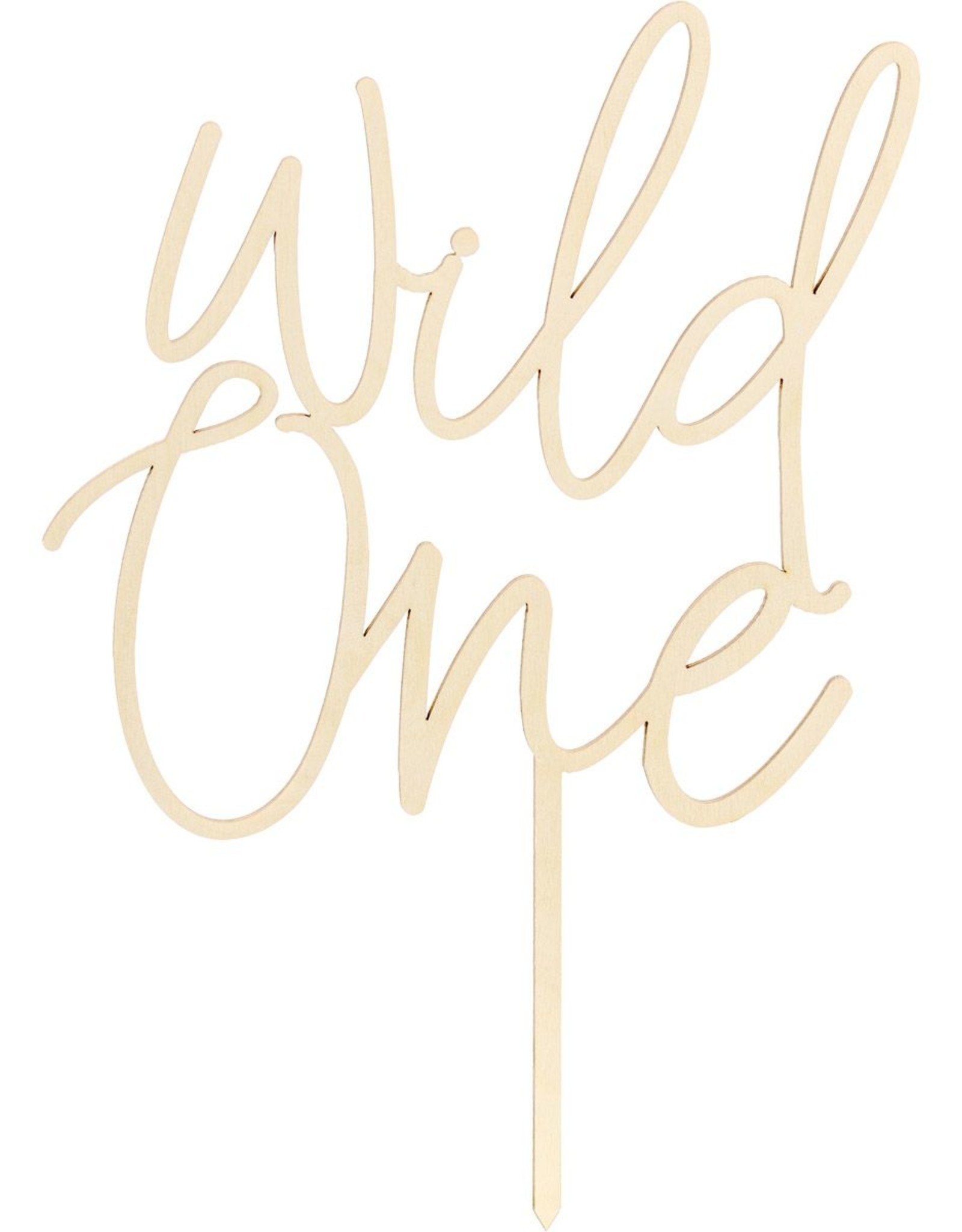 PartyDeco PartyDeco Wooden Cake Topper Wild One 22 cm