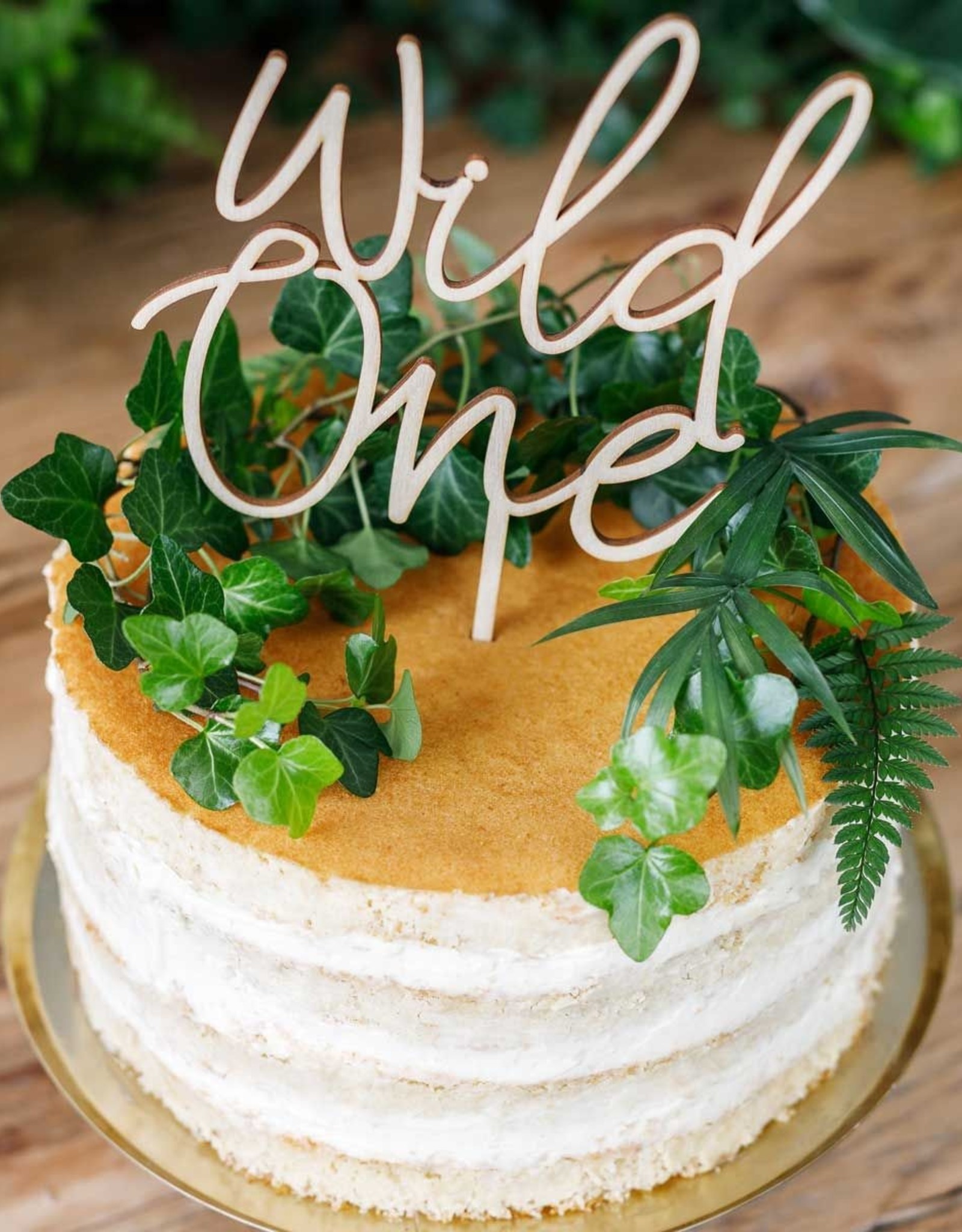 PartyDeco PartyDeco Wooden Cake Topper Wild One 22 cm