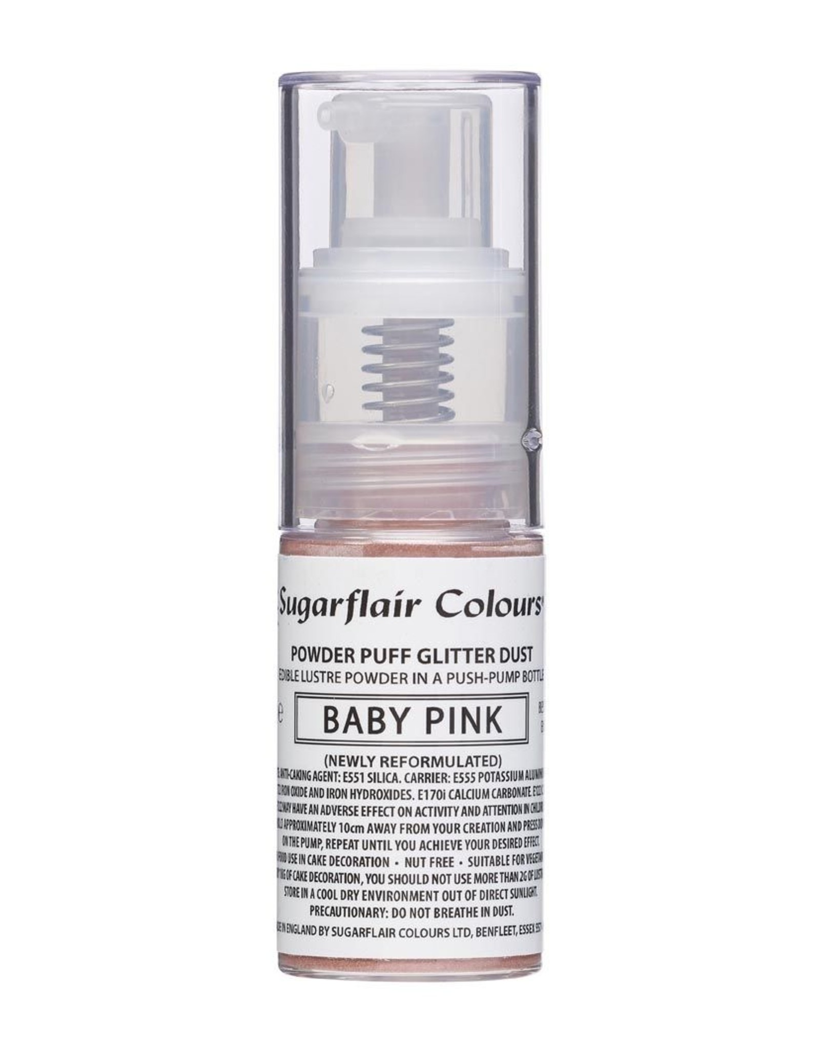 Sugarflair Sugarflair Pump Spray Powder Puff Glitter Dust -Baby Pink-