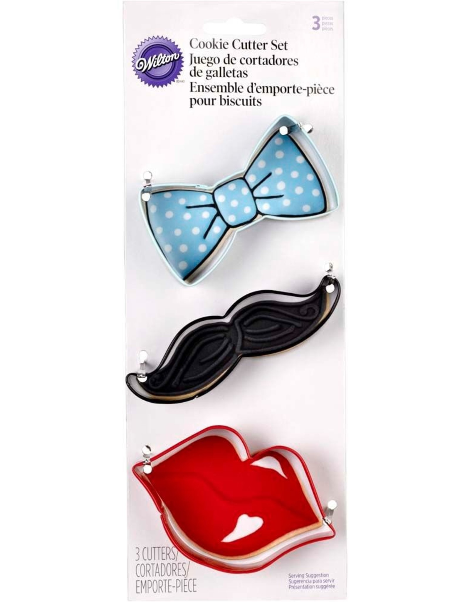 Wilton Wilton Cookie Cutter Tie/Mustache/Lips Set/3