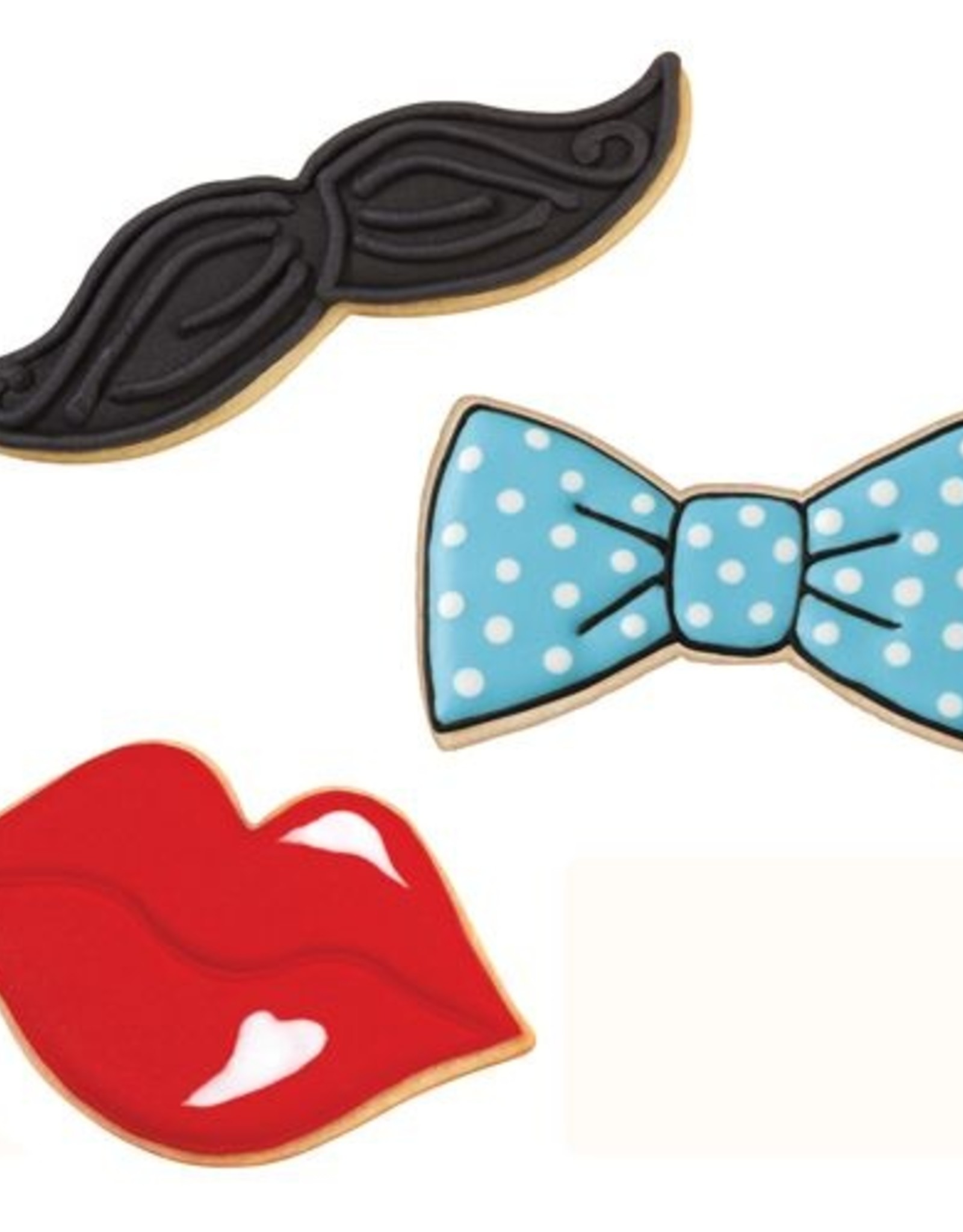 Wilton Wilton Cookie Cutter Tie/Mustache/Lips Set/3