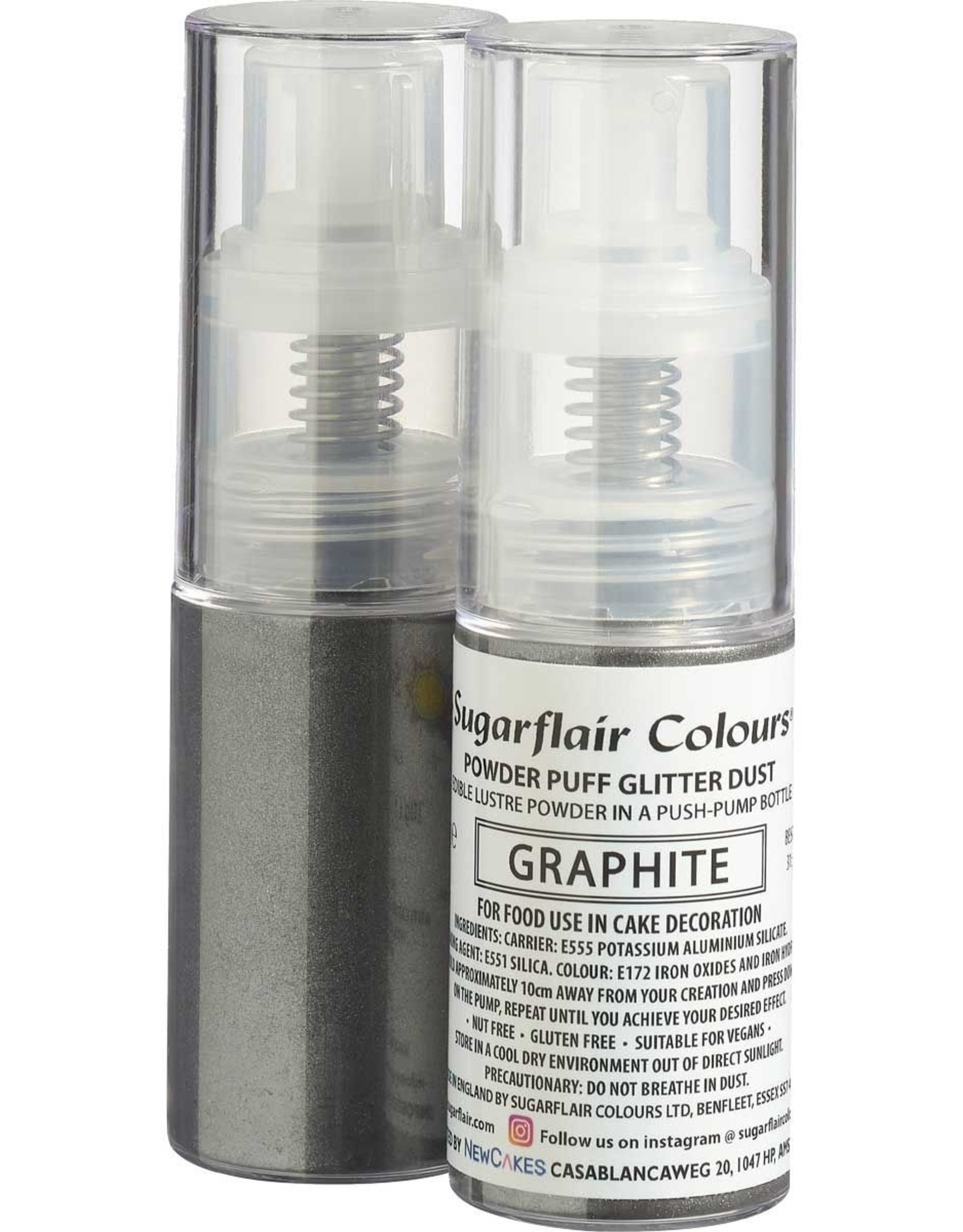 Sugarflair Sugarflair Pump Spray Powder Puff Glitter Dust -Dark Graphite-