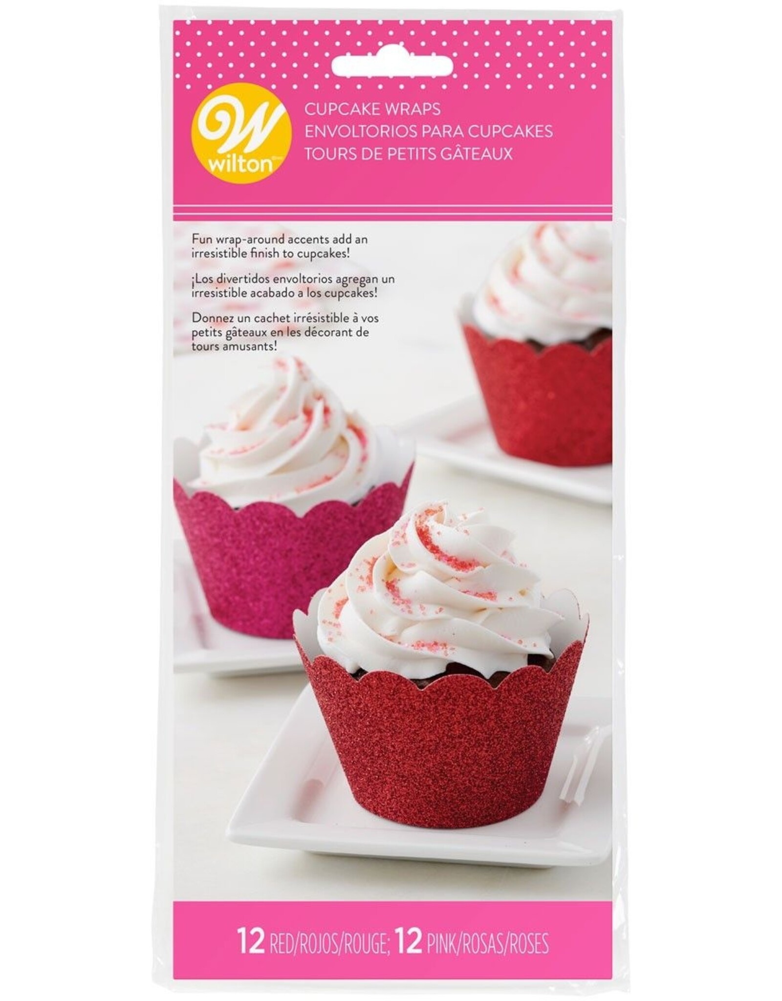 Wilton Wilton Cupcake Wrappers Glitter Red & Pink pk/24