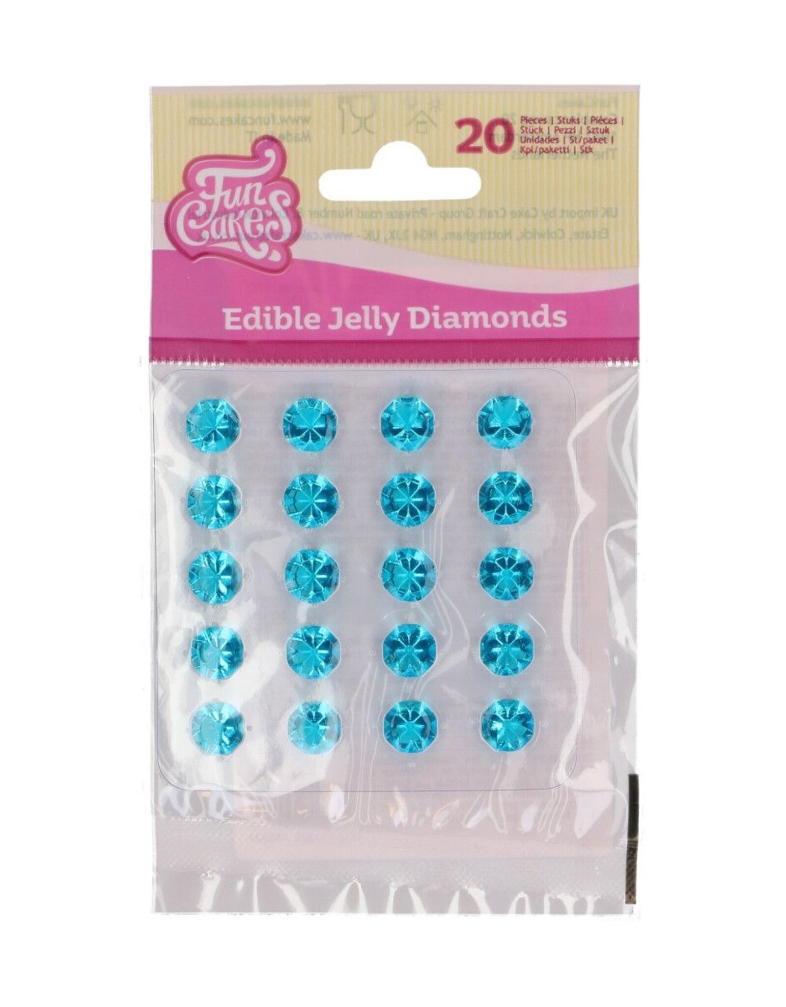 FunCakes FunCakes Eetbare Jelly Diamonds Sky Blue pk/20