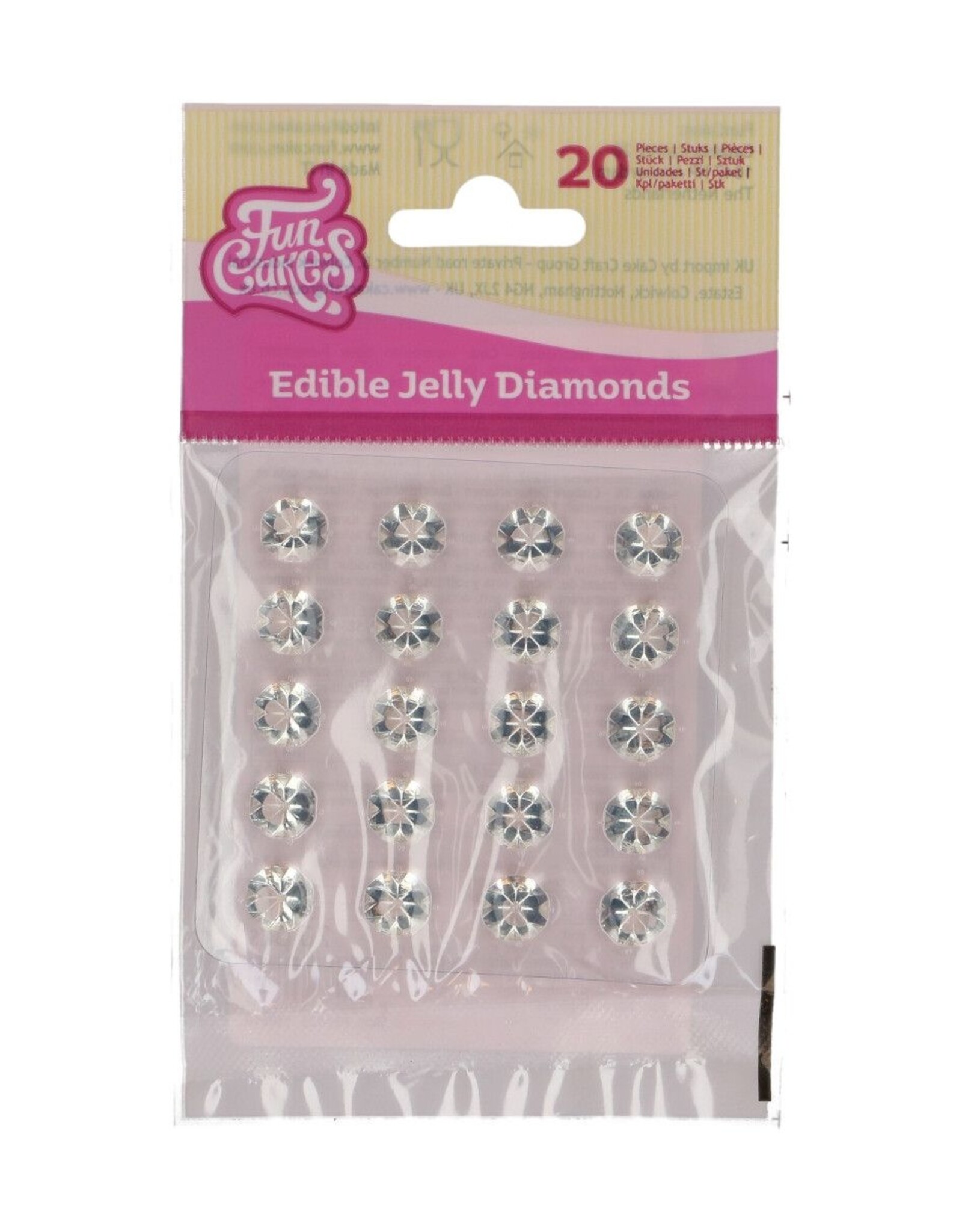 FunCakes FunCakes Eetbare Jelly Diamonds Clear pk/20