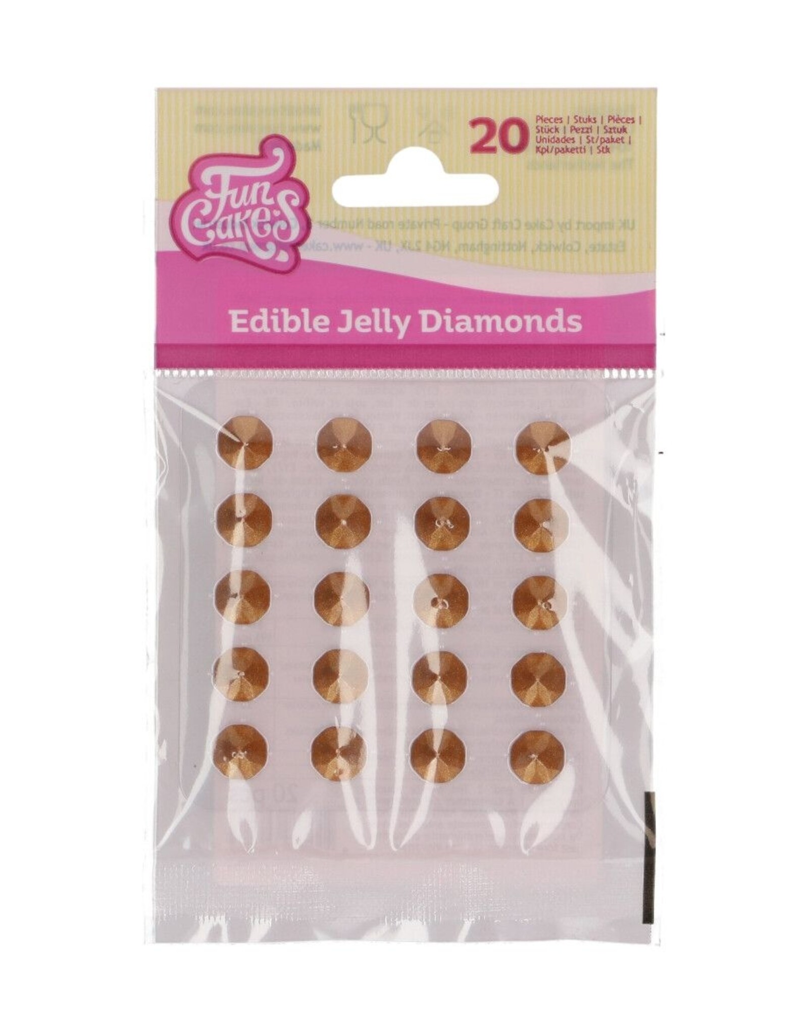 FunCakes FunCakes Eetbare Jelly Diamonds Pearl Gold pk/20
