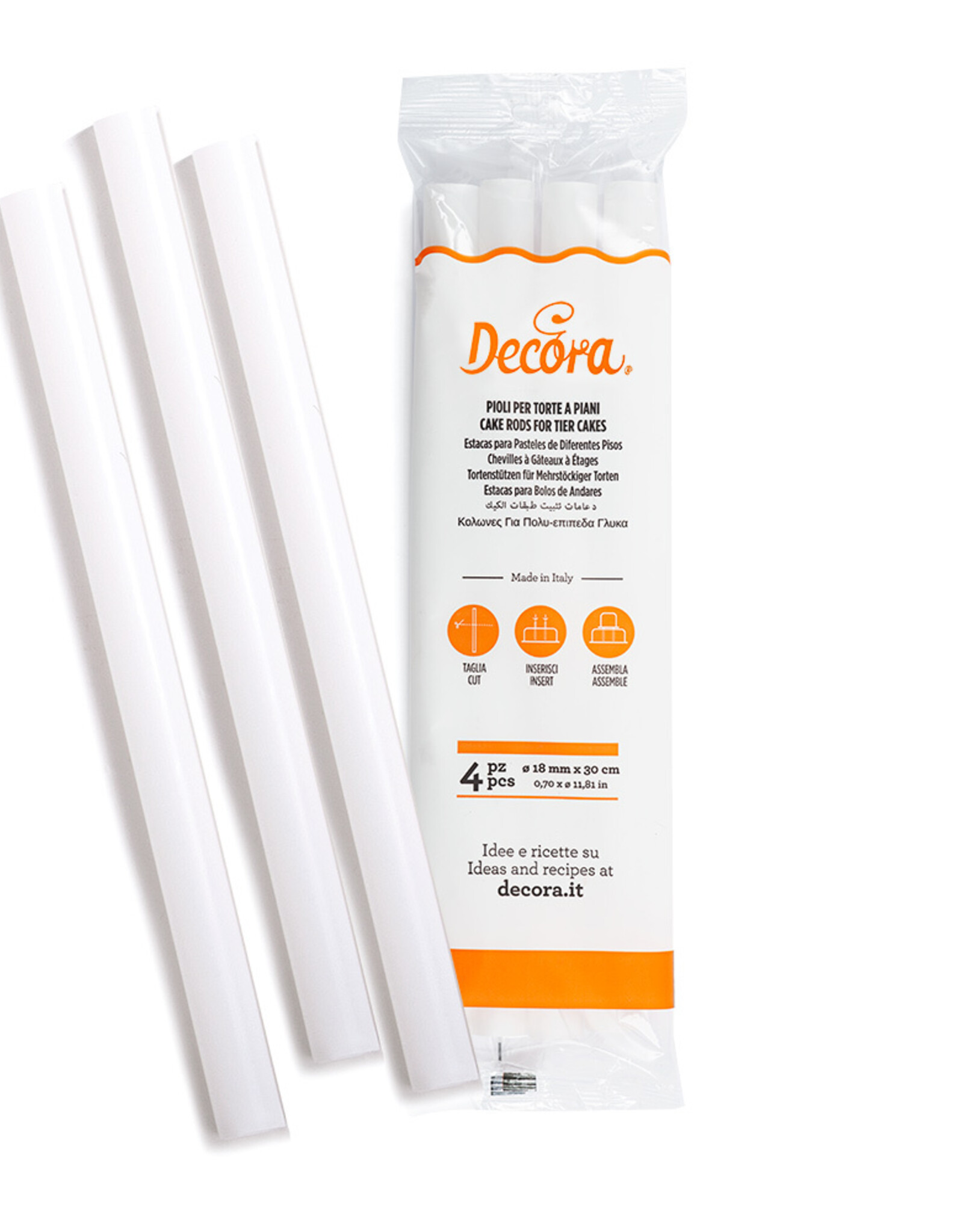 Decora Plastic Dowel Rods Ø 18 mm x 30 cm Pk/4