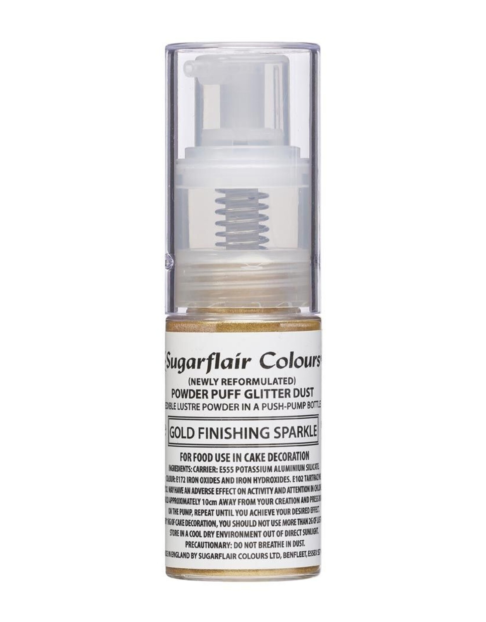 Sugarflair Sugarflair Pump Spray Powder Puff Glitter Dust -Gold Finishing-