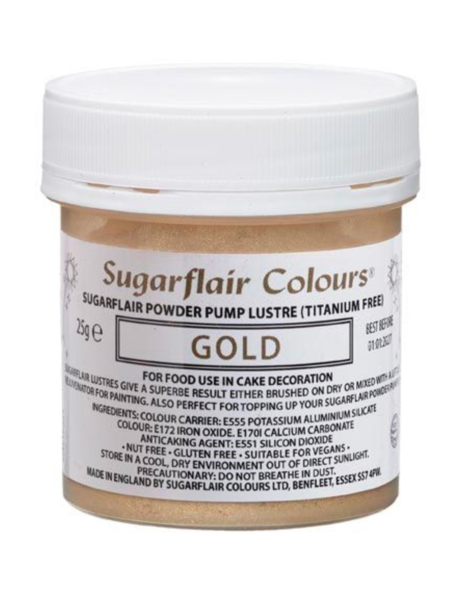 Sugarflair Sugarflair Pump Refill -Gold- E171 Free 25g