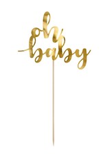 PartyDeco PartyDeco Cake Topper Oh Baby - Goud