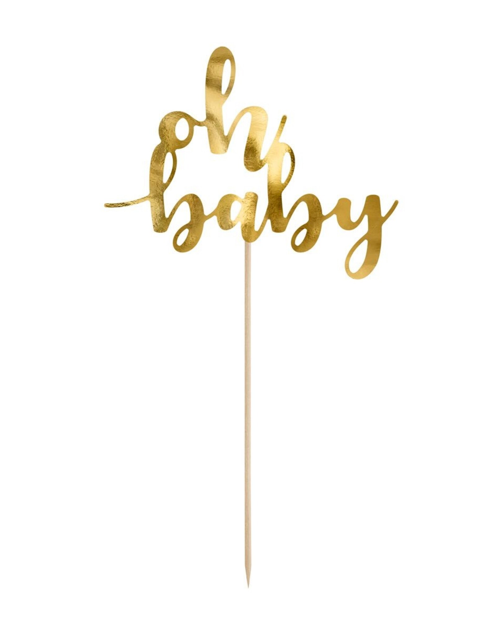 PartyDeco PartyDeco Cake Topper Oh Baby - Goud