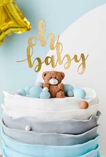 PartyDeco PartyDeco Cake Topper Oh Baby - Goud