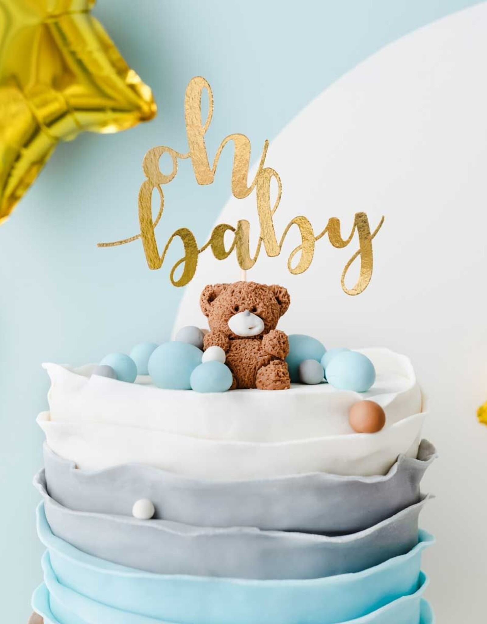 PartyDeco PartyDeco Cake Topper Oh Baby - Goud