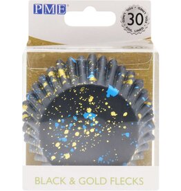 PME PME Folie Cupcakevormpjes Gouden Vlekjes op Zwart pk/30