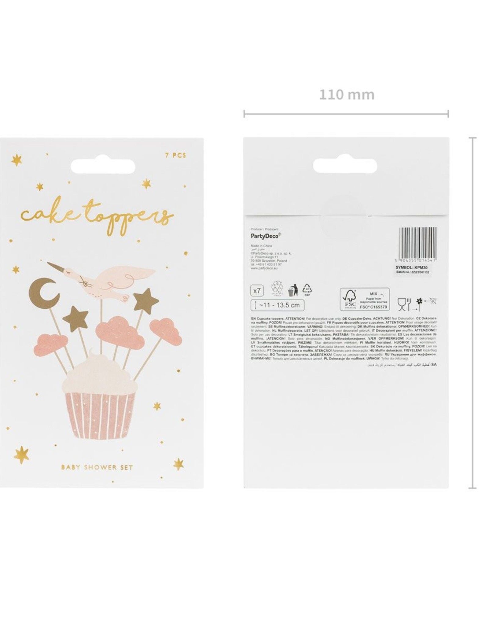 PartyDeco PartyDeco Cupcake Toppers - Ooievaar pk/7