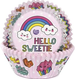 House of Marie Baking Cups Rainbow Pink pk/50