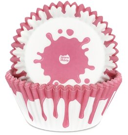 House of Marie Baking Cups Drip Pink pk/50