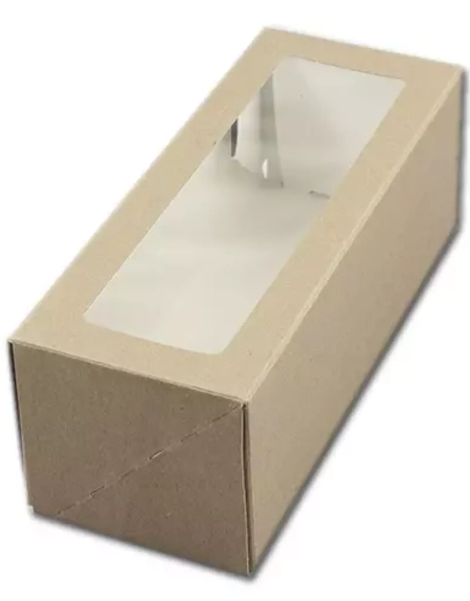 BNC Taartdoos Bûche met venster 25x10x9cm. Kraft pk/3