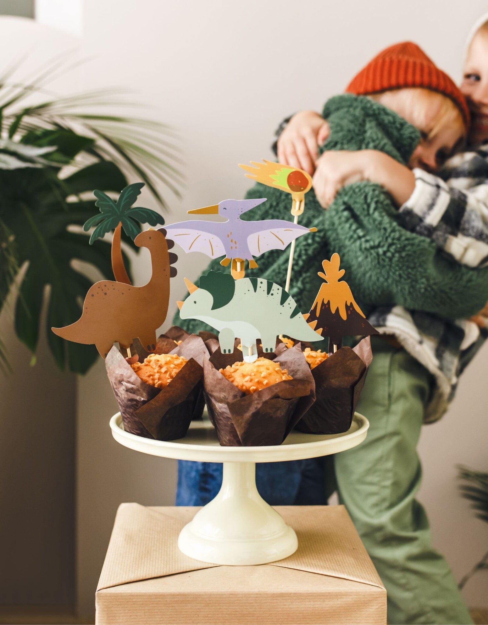 PartyDeco PartyDeco Cupcake Toppers - Dinosaurussen - 8-12cm pk/6
