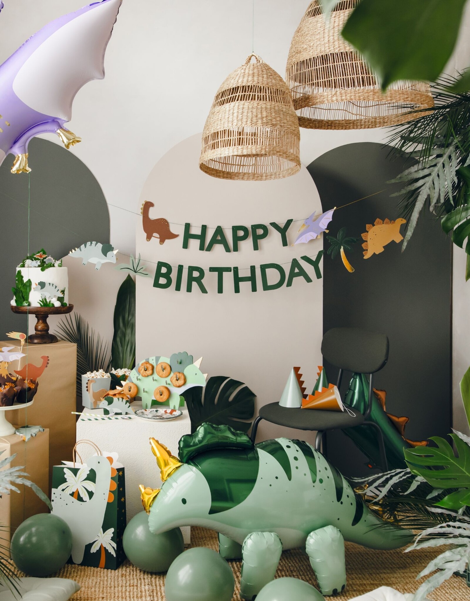 PartyDeco PartyDeco Cupcake Toppers - Dinosaurussen - 8-12cm pk/6