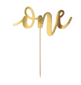 PartyDeco PartyDeco Cake topper 1 Goud