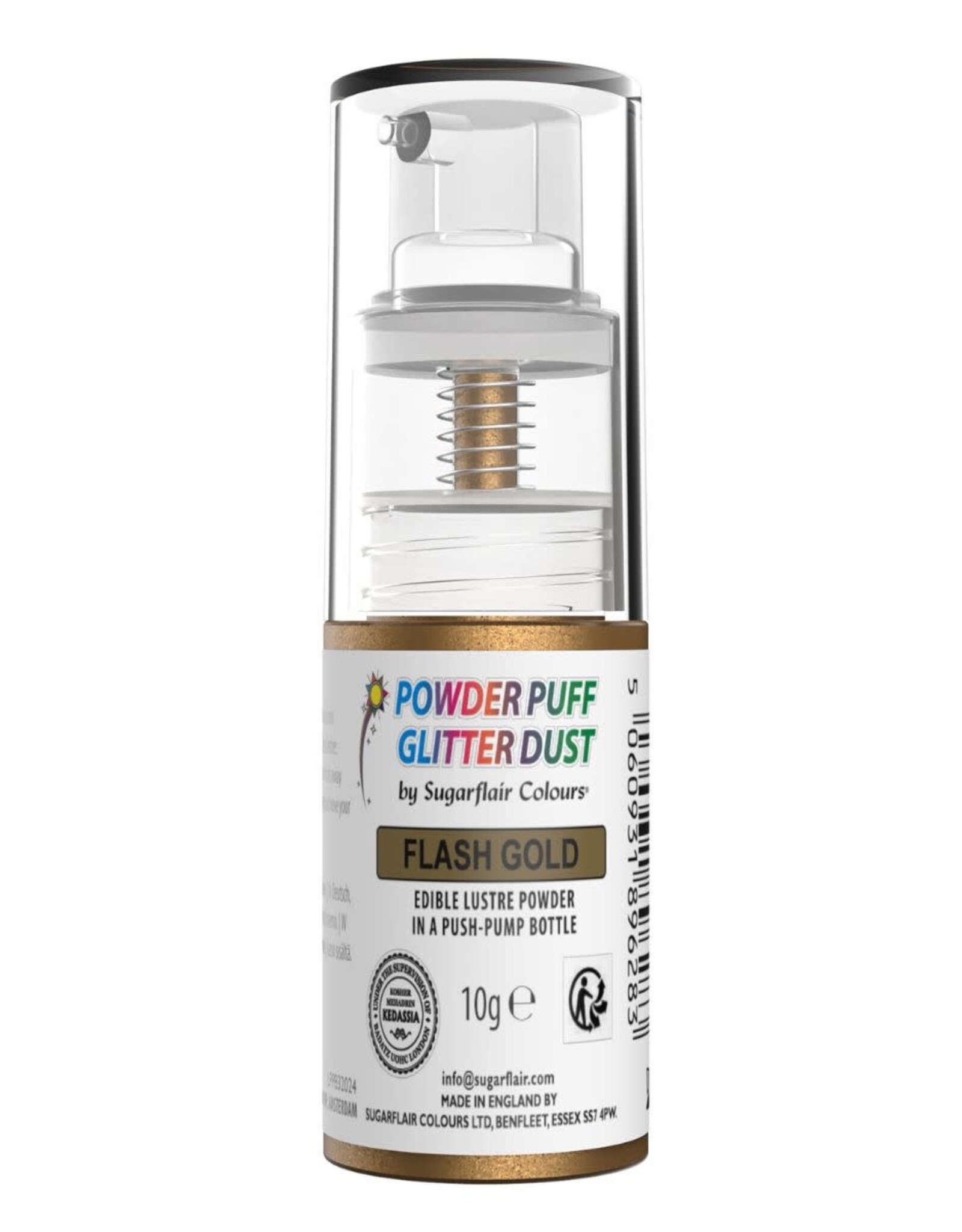 Sugarflair Sugarflair Pump Spray Powder Puff Glitter Dust - Flash Gold - 10g