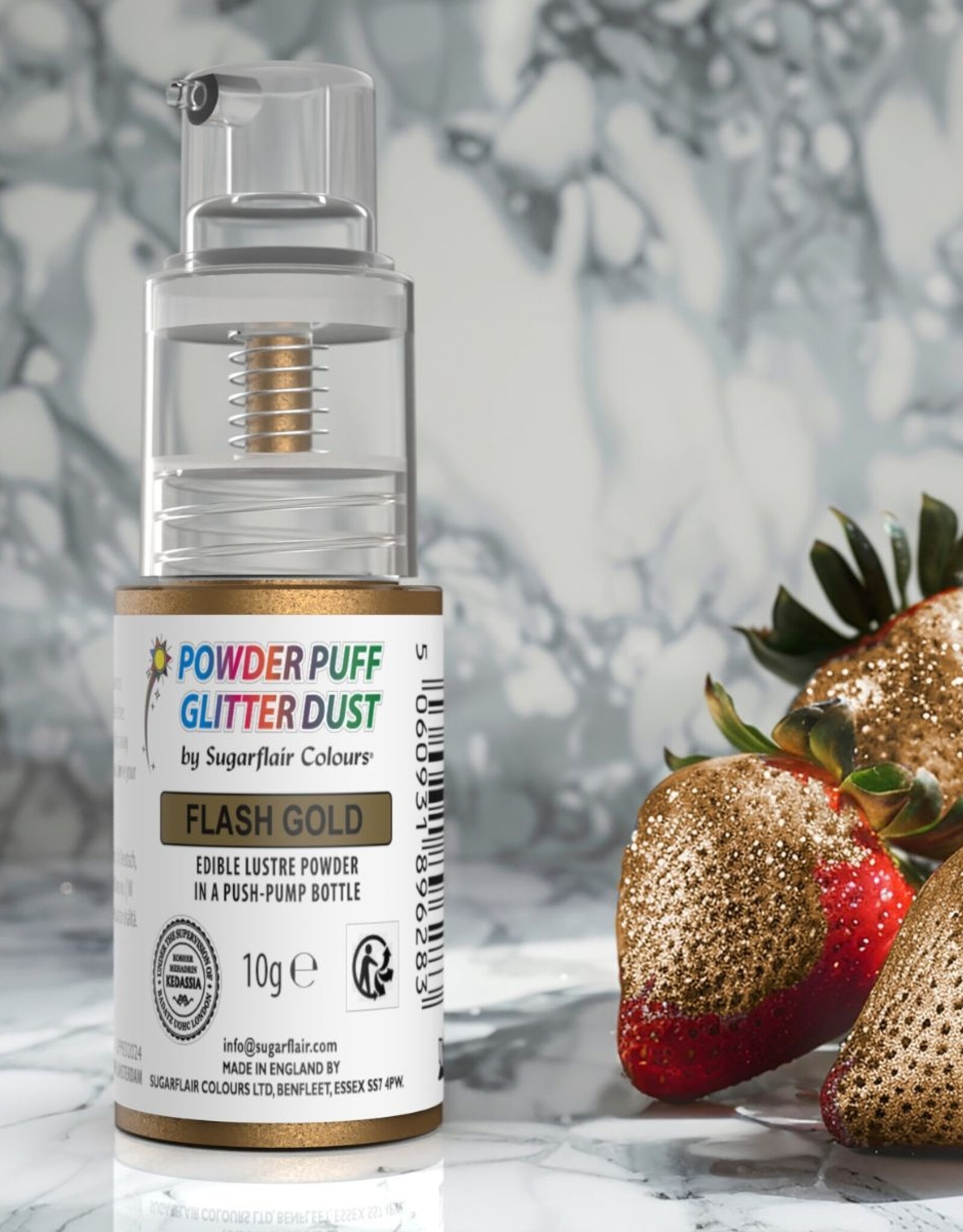 Sugarflair Sugarflair Pump Spray Powder Puff Glitter Dust - Flash Gold - 10g