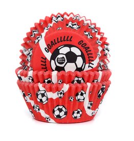 House of Marie Baking Cups Rood Voetbal pk/50