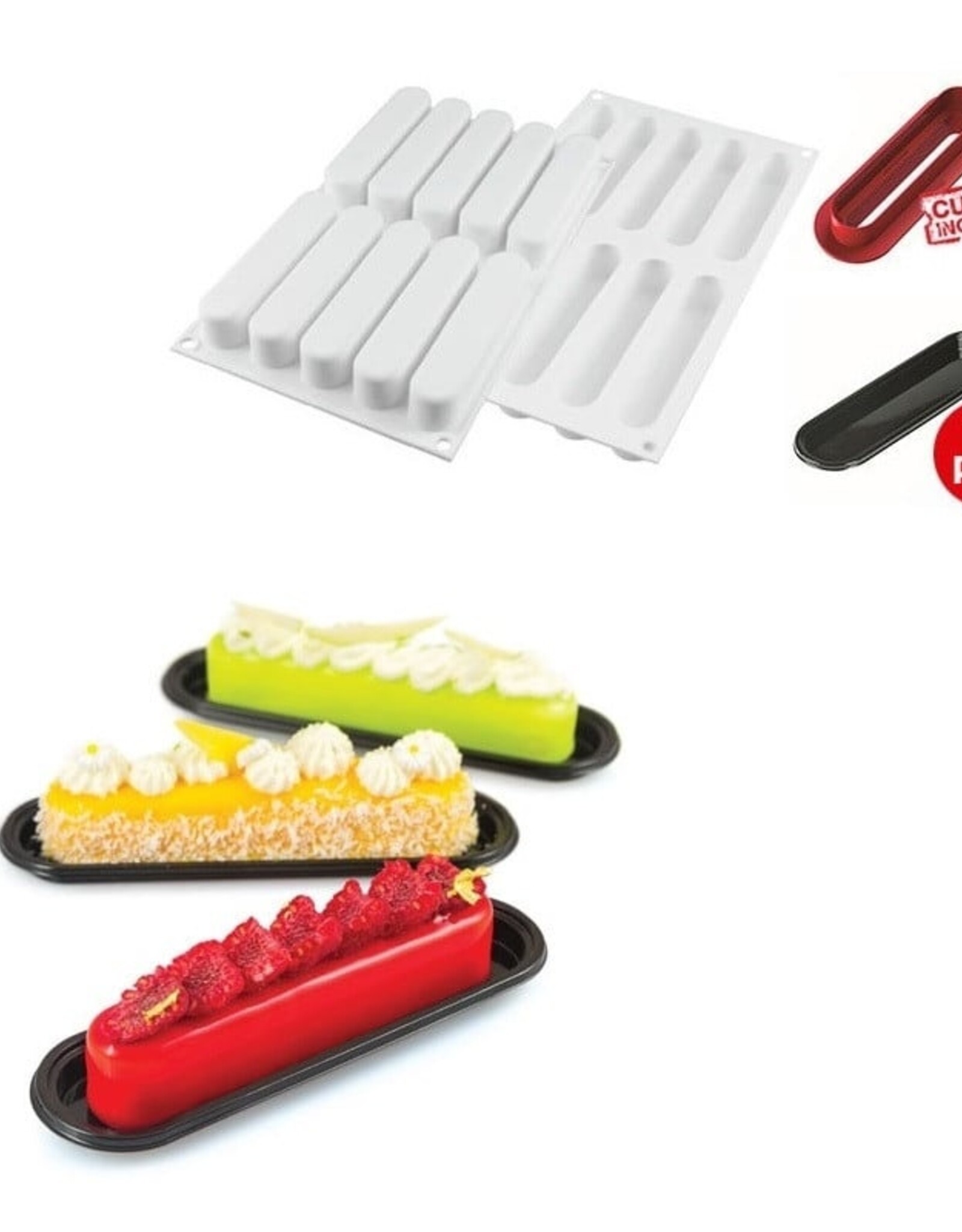 Silikomart Silikomart Siliconen Vorm Eclair 13x2,5x2,5cm (10)