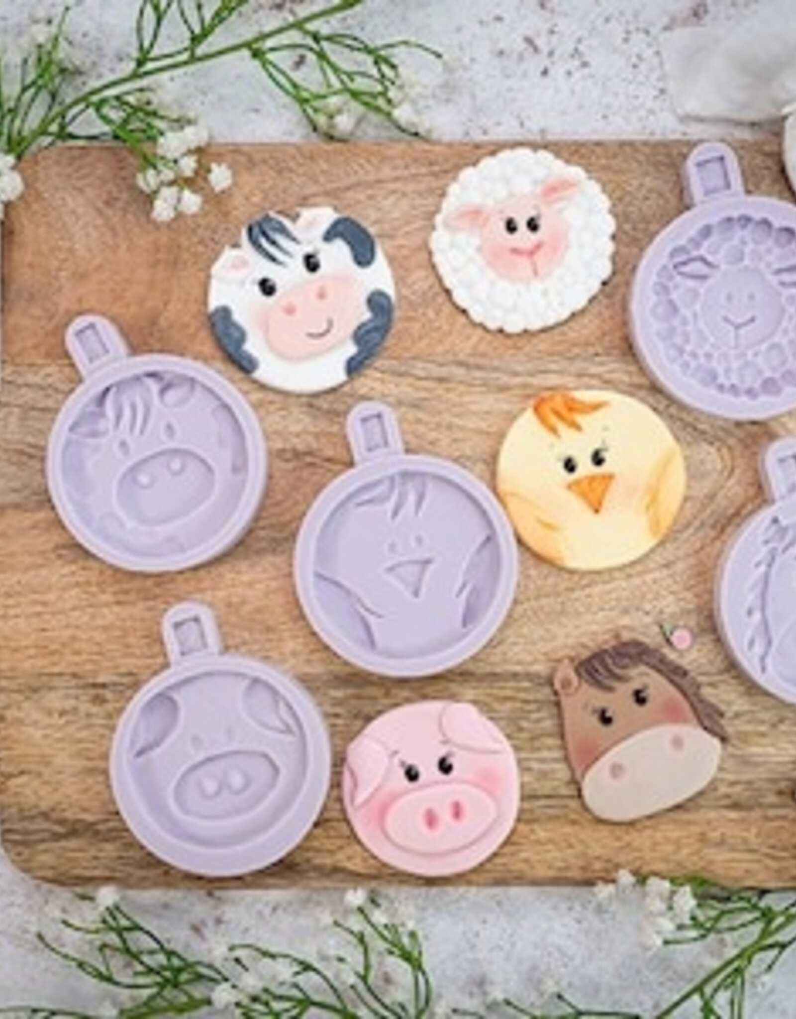 Karen Davies Karen Davies Siliconen Mould - Farm Animal Faces - Full Set