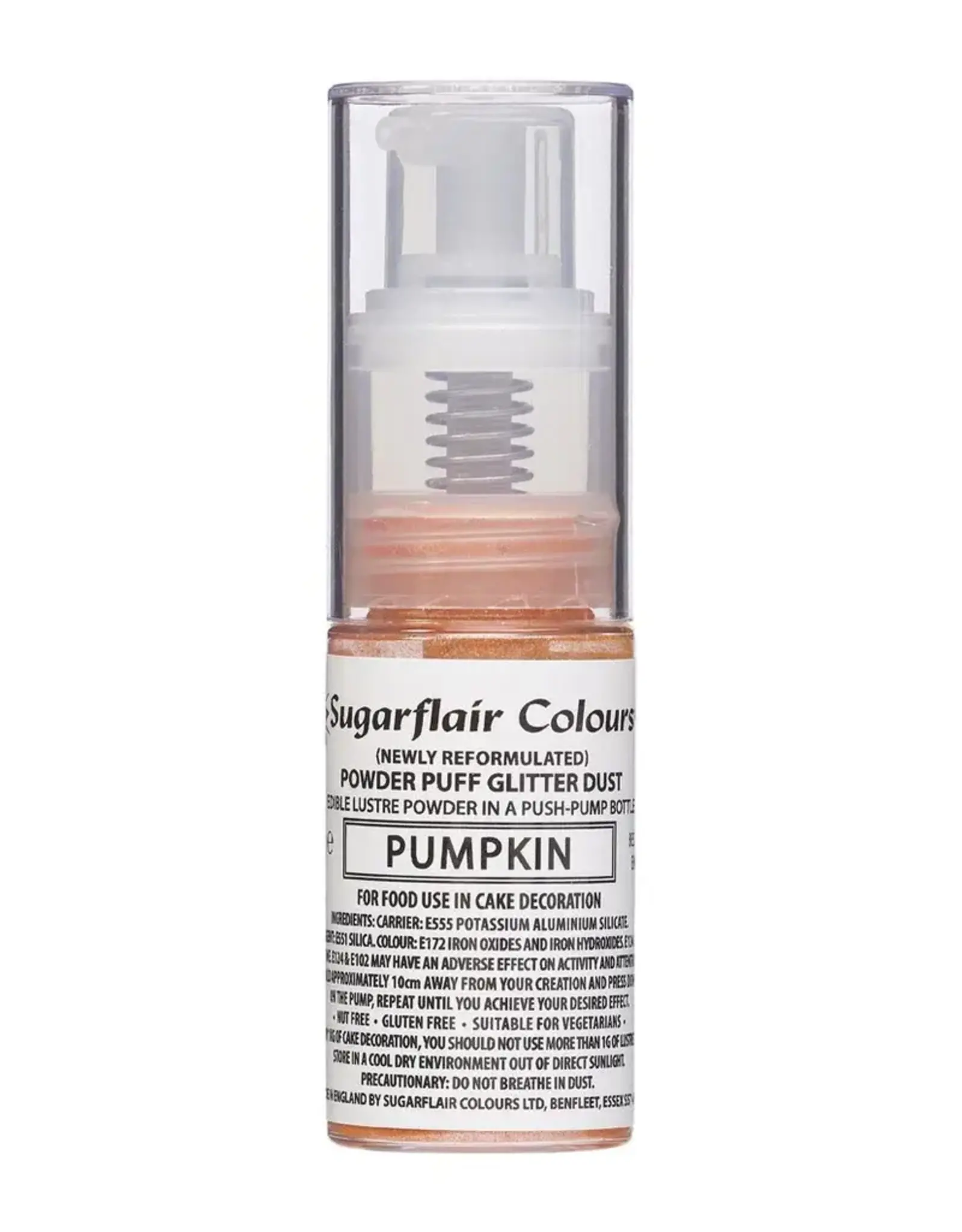 Sugarflair Sugarflair Pump Spray Powder Puff Glitter Dust-Pumpkin-