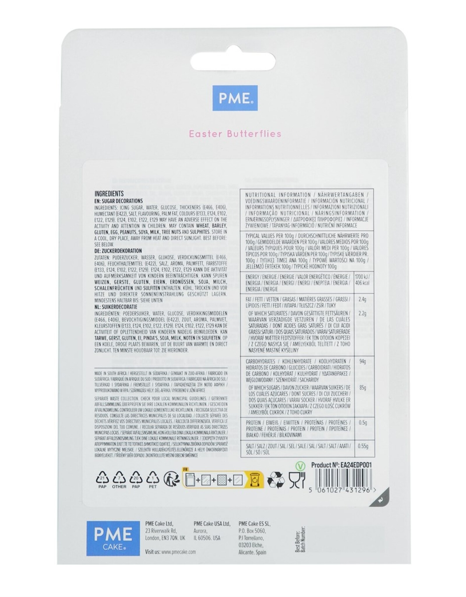 PME PME Suikerdecoratie Vlinder 12st.