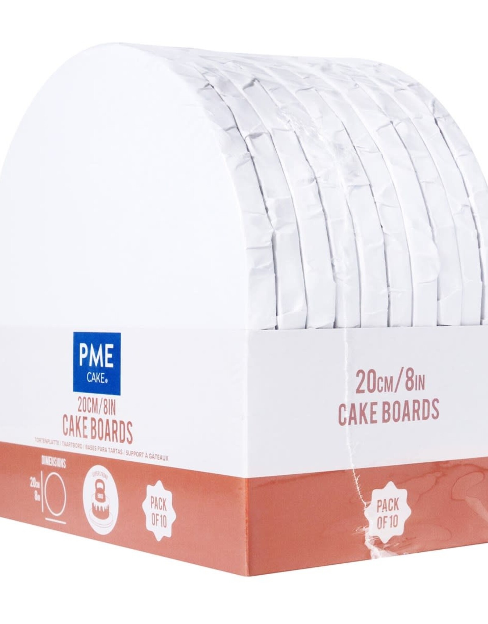 PME PME Cake Drum Rond Wit (8" / 20cm) Set/10 stuks