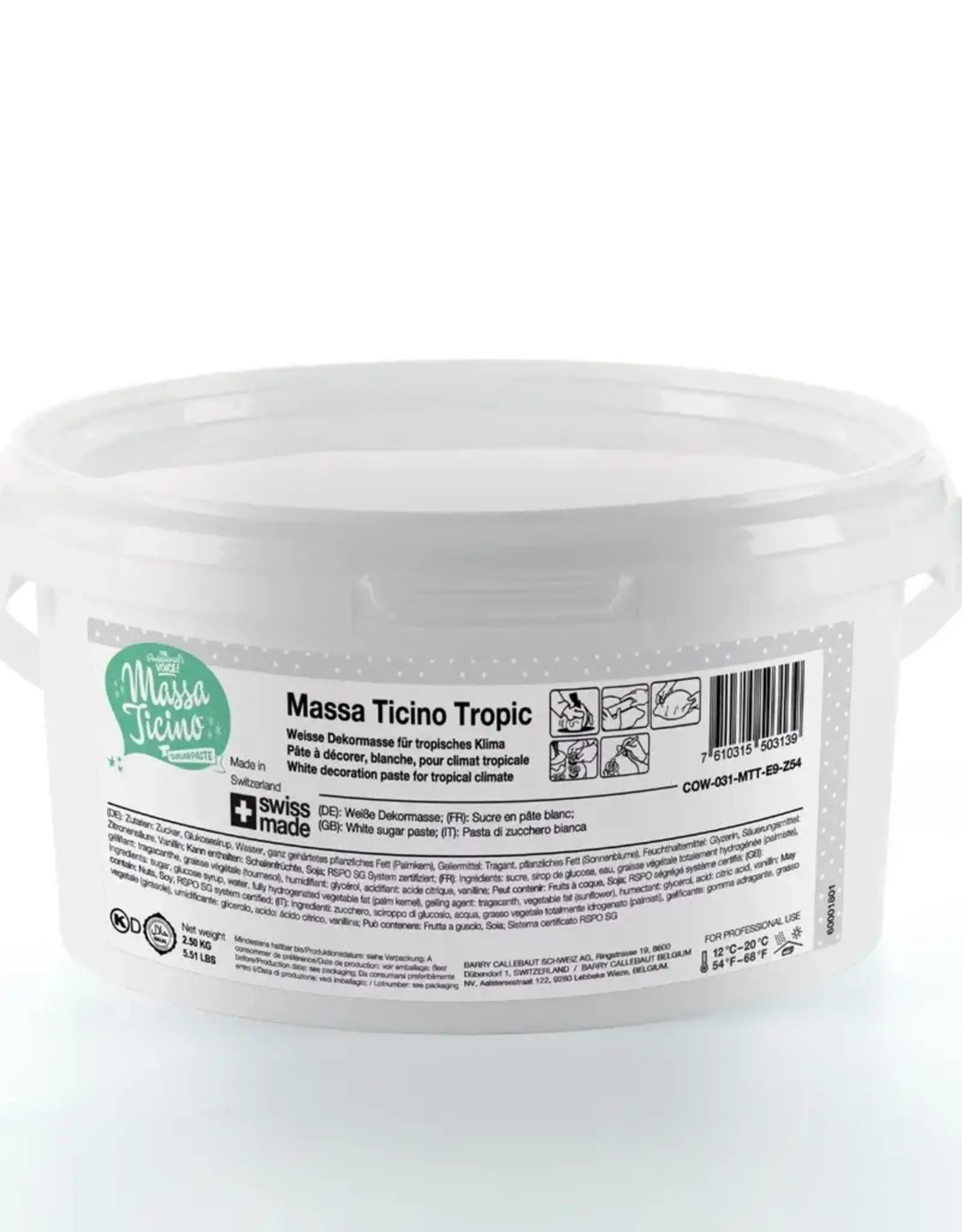Callebaut Massa Ticino Fondant 2,5 kg Bruidswit van Callebaut
