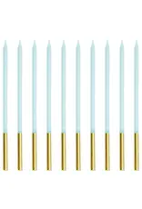 PartyDeco PartyDeco Kaarsen Blauw/Goud 12/pcs