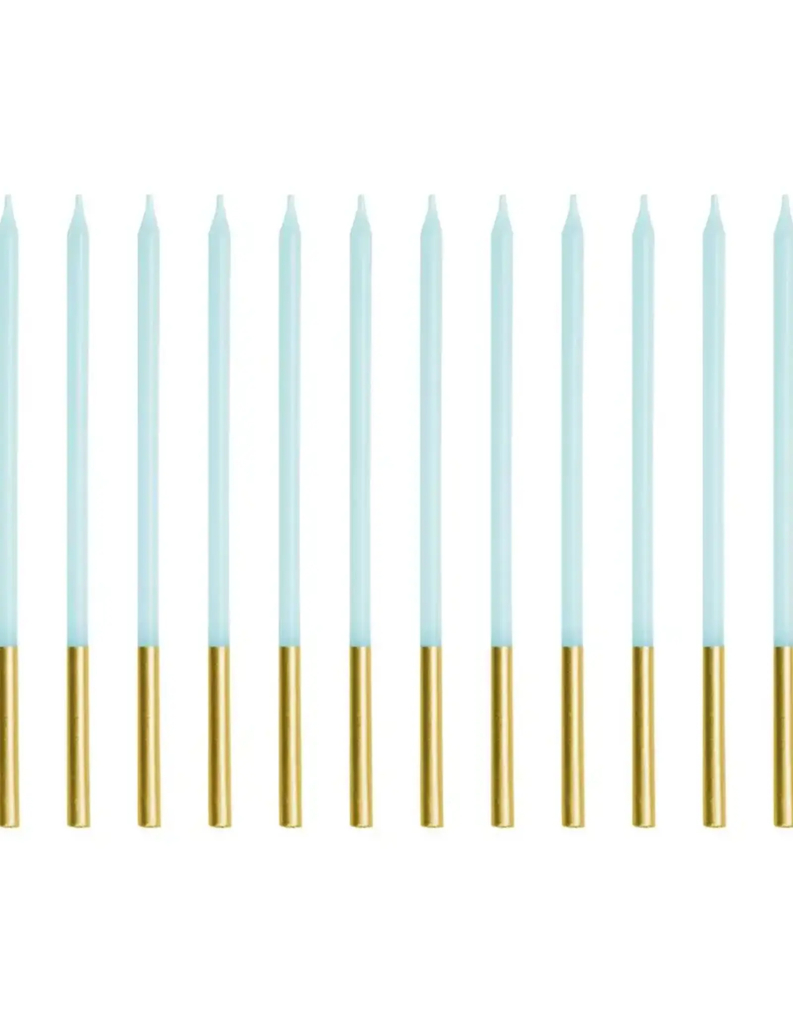 PartyDeco PartyDeco Kaarsen Blauw/Goud 12/pcs