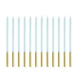 PartyDeco Kaarsen Blauw/Goud 12/pcs