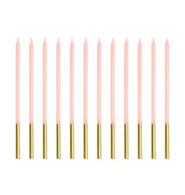 PartyDeco Kaarsen Roze/Goud 12/pcs