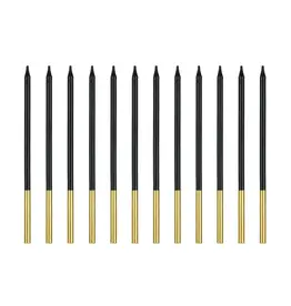 PartyDeco Kaarsen Zwart/Goud 12/pcs