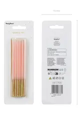 PartyDeco PartyDeco Kaarsen Roze/Goud 12/pcs