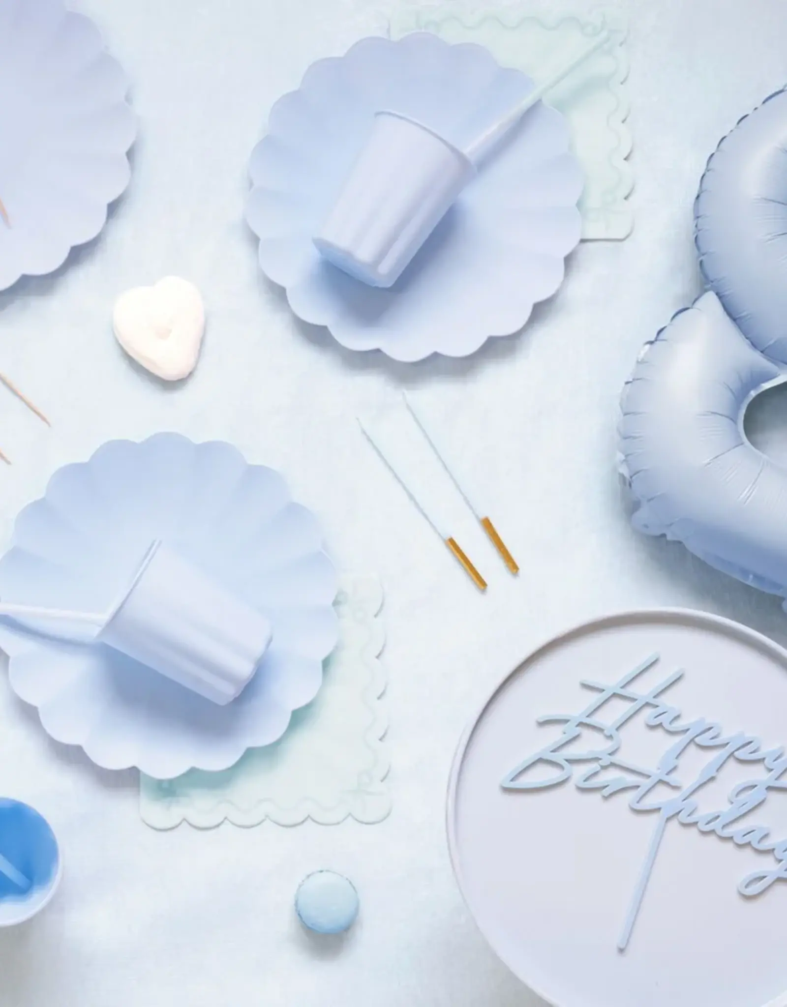 PartyDeco PartyDeco Kaarsen Blauw/Goud 12/pcs