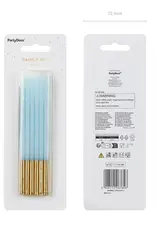 PartyDeco PartyDeco Kaarsen Blauw/Goud 12/pcs