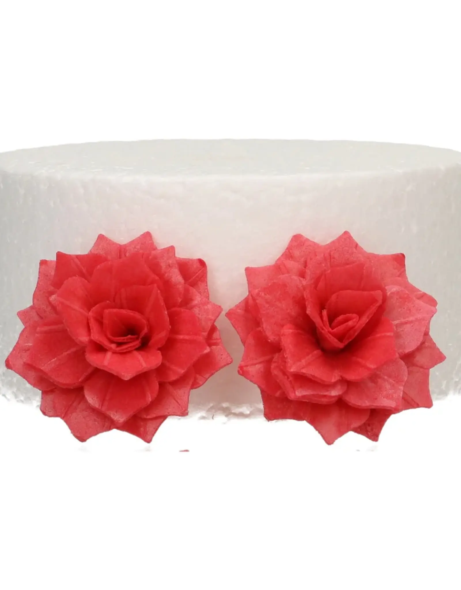 FunCakes FunCakes Eetbare Papieren Bloemen Deluxe Rose Rosalia Rood Medium pk/15