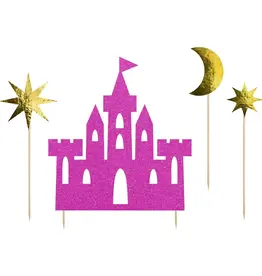 PartyDeco PartyDeco Cake Toppers Prinsessenkasteel Set/4