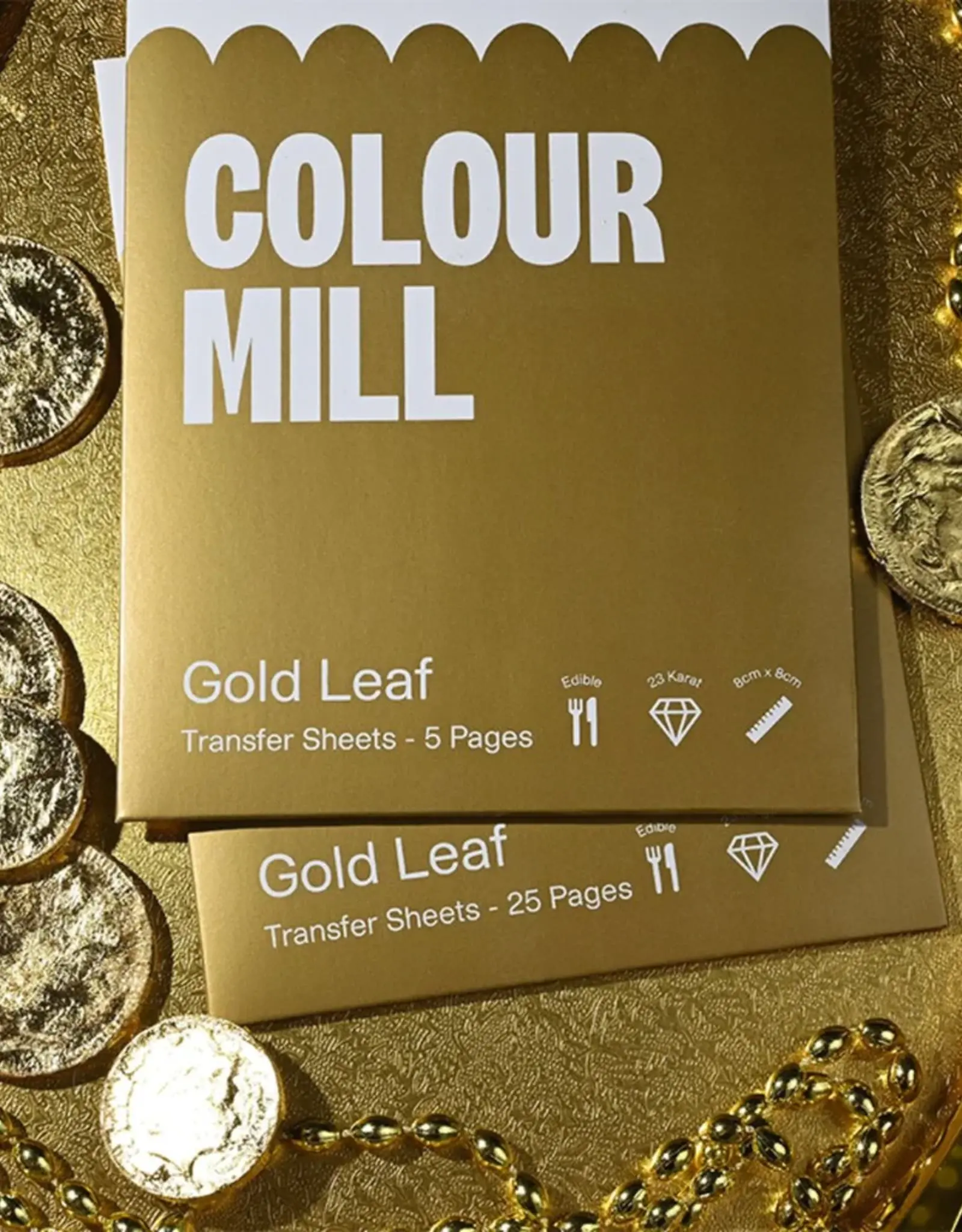 Sugarflair Colour Mill Edible Gold Leaf Transfer 23kt - 8cm pk/5