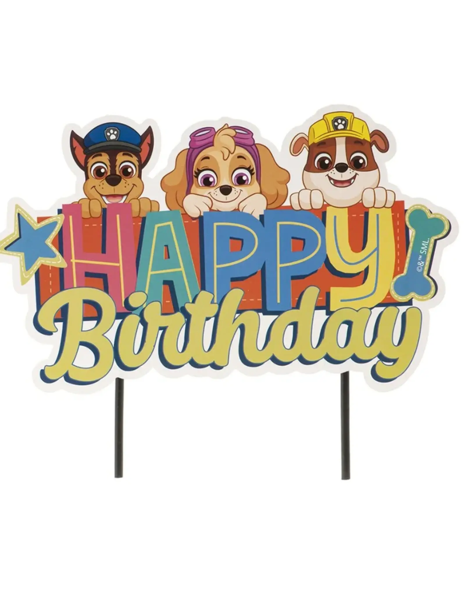 Dekora Dekora Paw Patrol Happy Birthday Cake Topper 17 x 15 cm