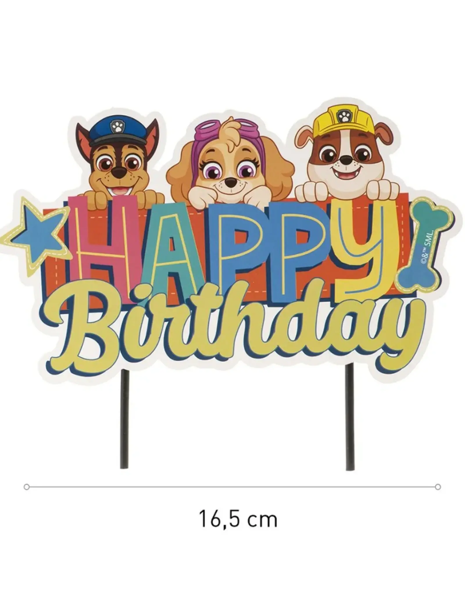Dekora Dekora Paw Patrol Happy Birthday Cake Topper 17 x 15 cm
