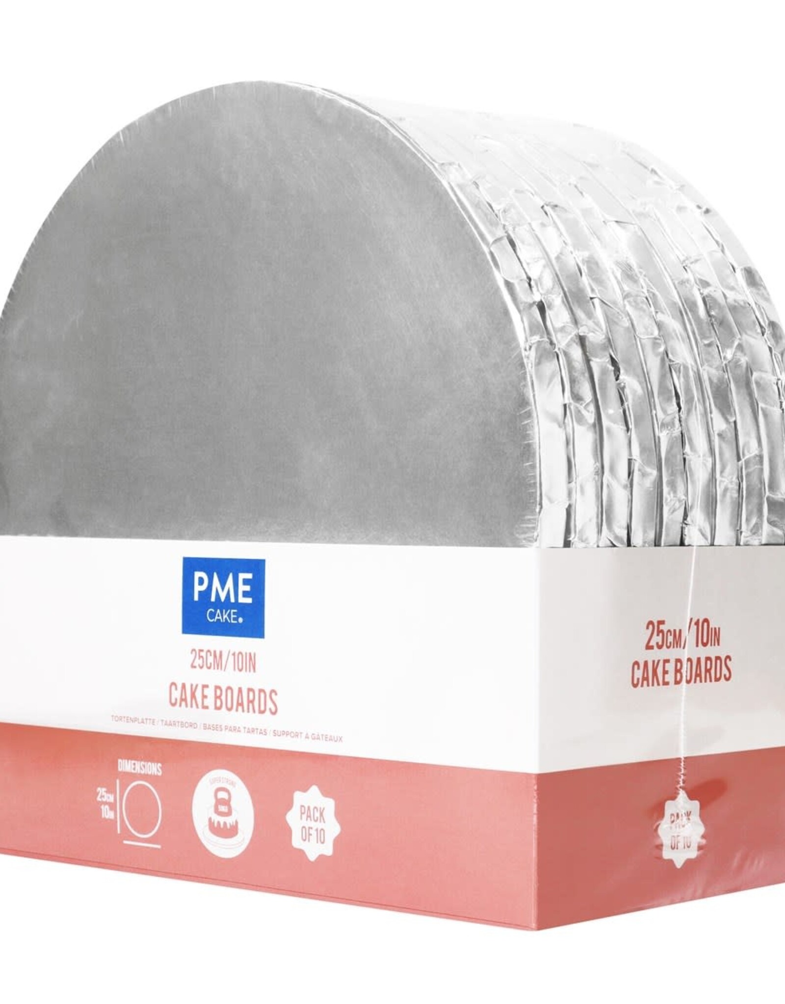 PME PME Cake Drum Rond Zilver (10" / 25cm) Set/10 stuks