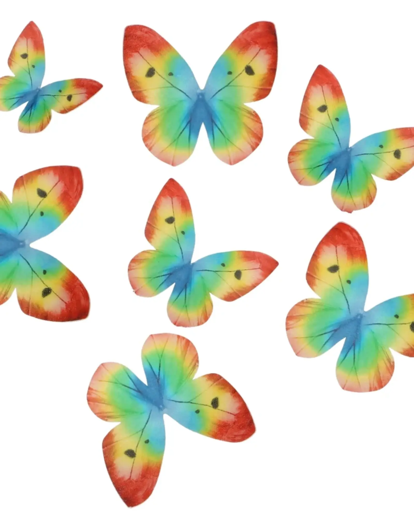 Wilton Wilton Eetbare Papieren Decoraties Vlinders Regenboog set/8