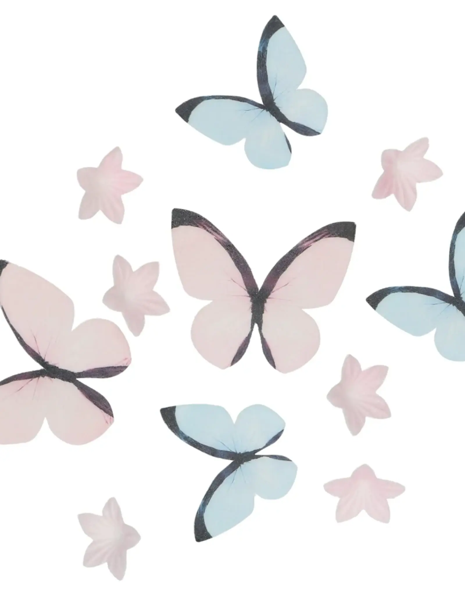 Wilton Wilton Eetbare Papieren Decoraties Bloemen & Vlinders Pastel Roze set/30